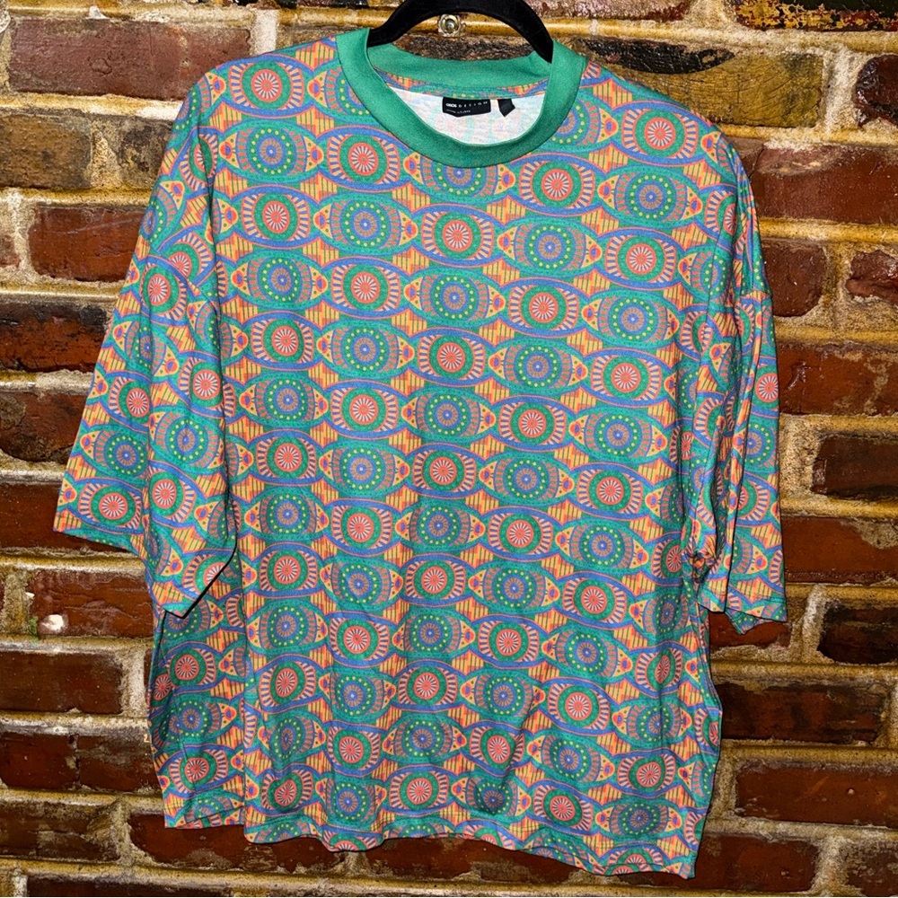 ASOS Design Colorful Geometric Pattern T-Shirt, Small